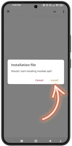 Mostbet APK install permission screen allowing app installation from unknown sources on Android